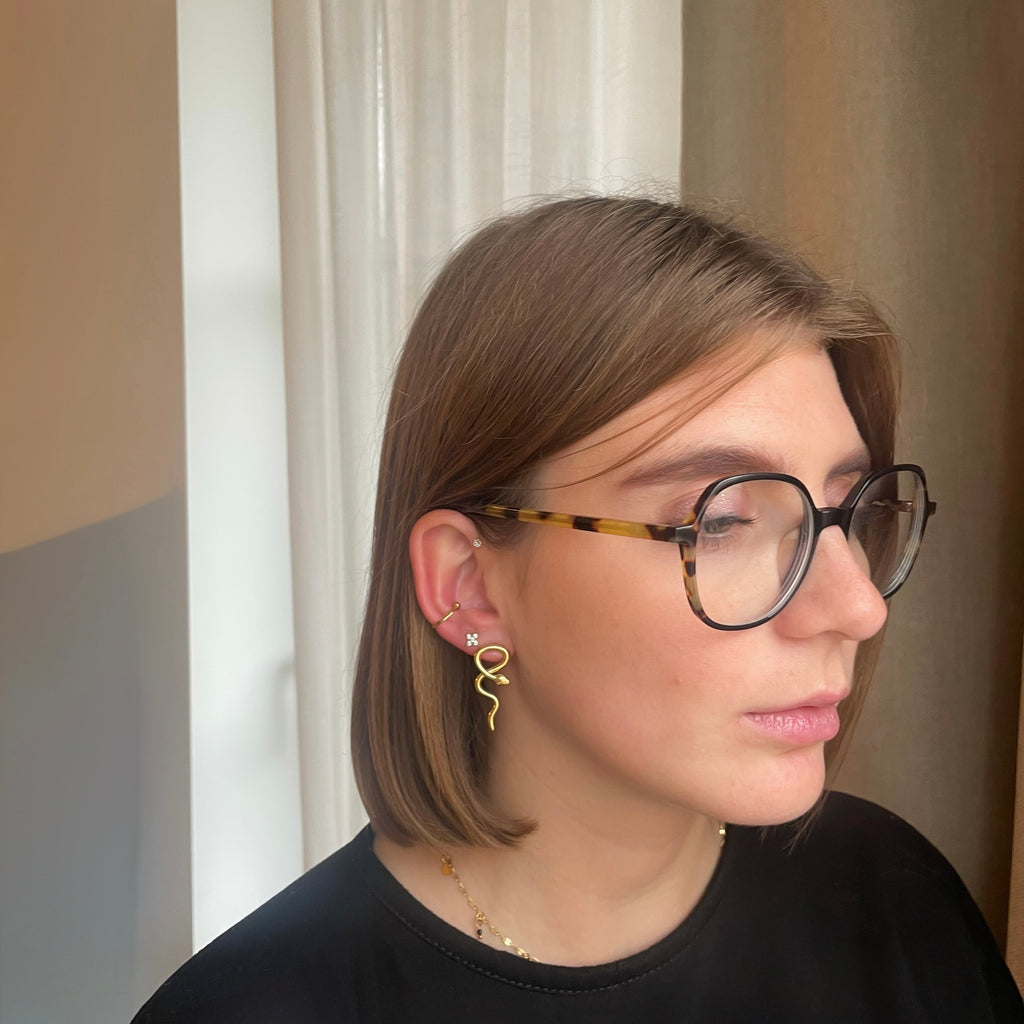 Joyce | Boucles d’Oreilles Serpent en Acier Inoxydable Doré