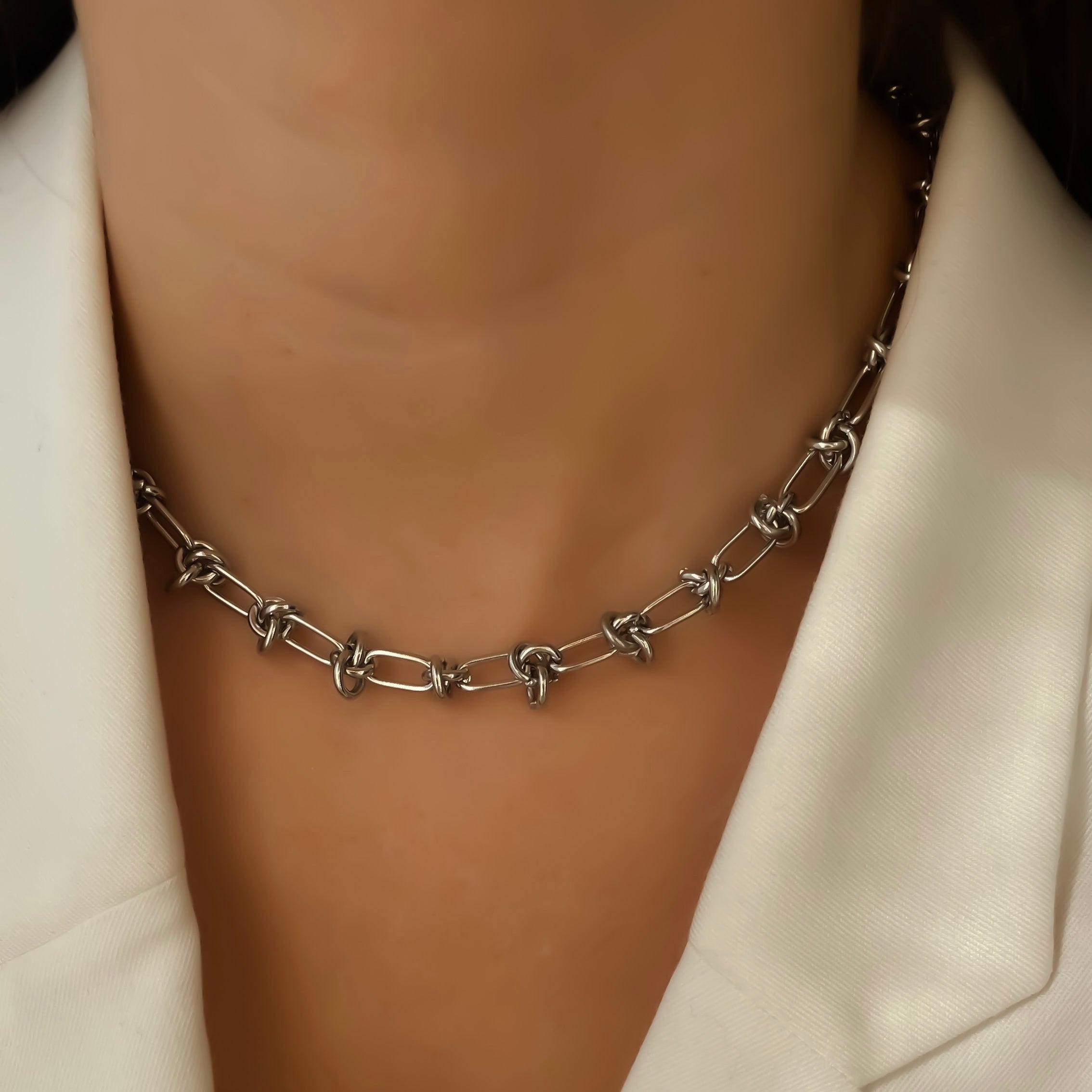 Collier chaîne épaisse argentée et dorée en acier inoxydable | Oscar