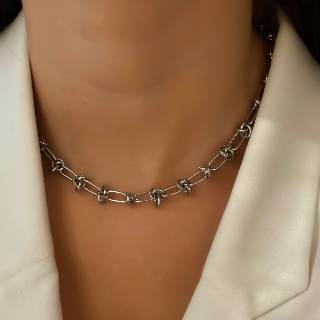 Collier chaîne épaisse argentée et dorée en acier inoxydable | Oscar