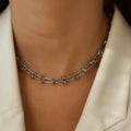 Collier chaîne épaisse argentée et dorée en acier inoxydable | Oscar