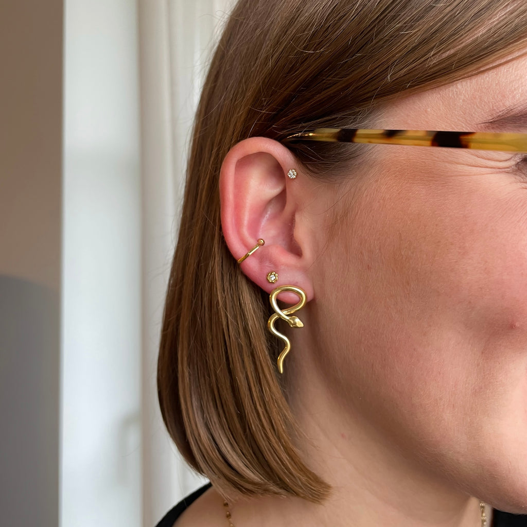 Joyce | Boucles d’Oreilles Serpent en Acier Inoxydable Doré