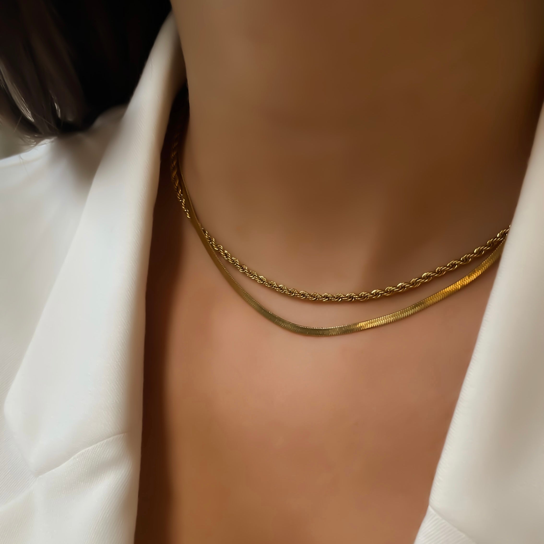 Collier chaîne torsadée dorée en acier inoxydable | Odette