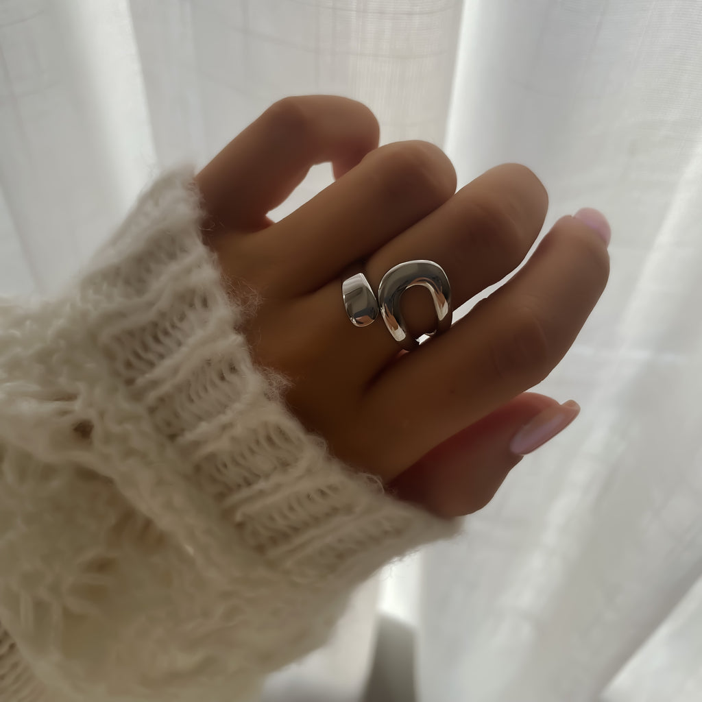 Bague Large Ajustable en Acier Inoxydable Doré et Argenté | Louna