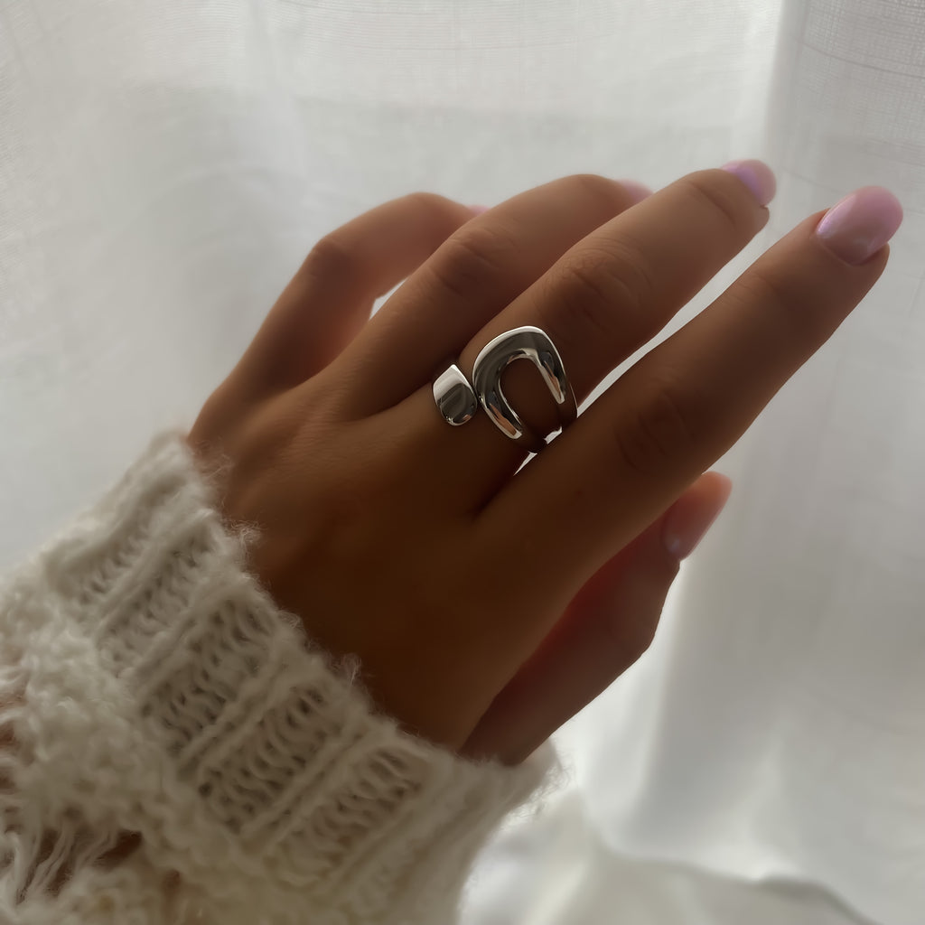 Bague Large Ajustable en Acier Inoxydable Doré et Argenté | Louna