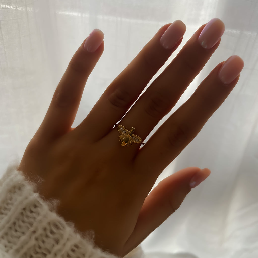 Bague Abeille Ajustable en Acier Inoxydable Doré et Argenté | Honey