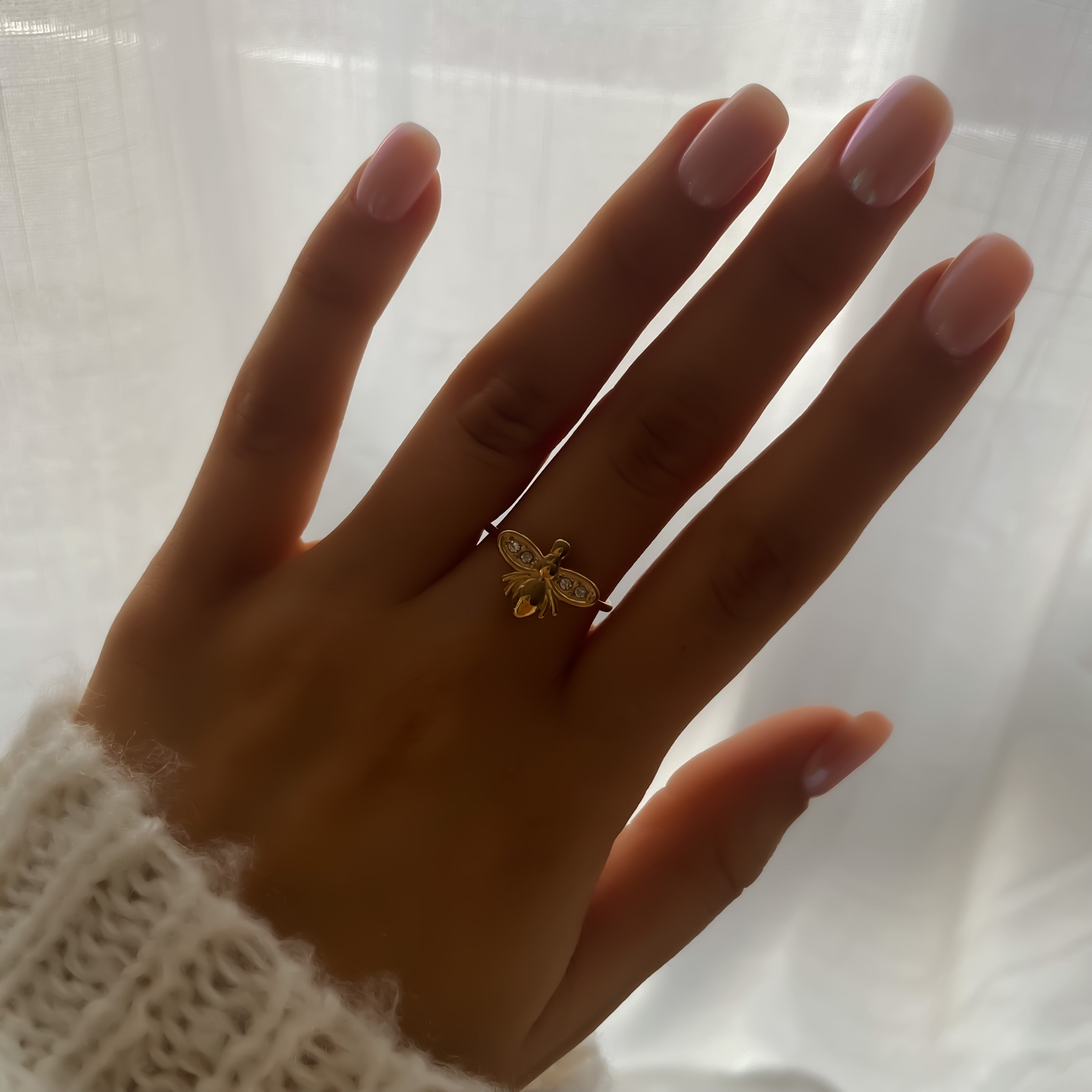 Bague Abeille Ajustable en Acier Inoxydable Doré et Argenté | Honey