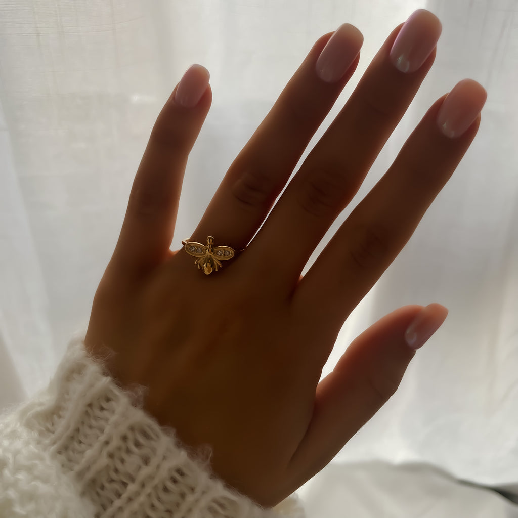 Bague Abeille Ajustable en Acier Inoxydable Doré et Argenté | Honey
