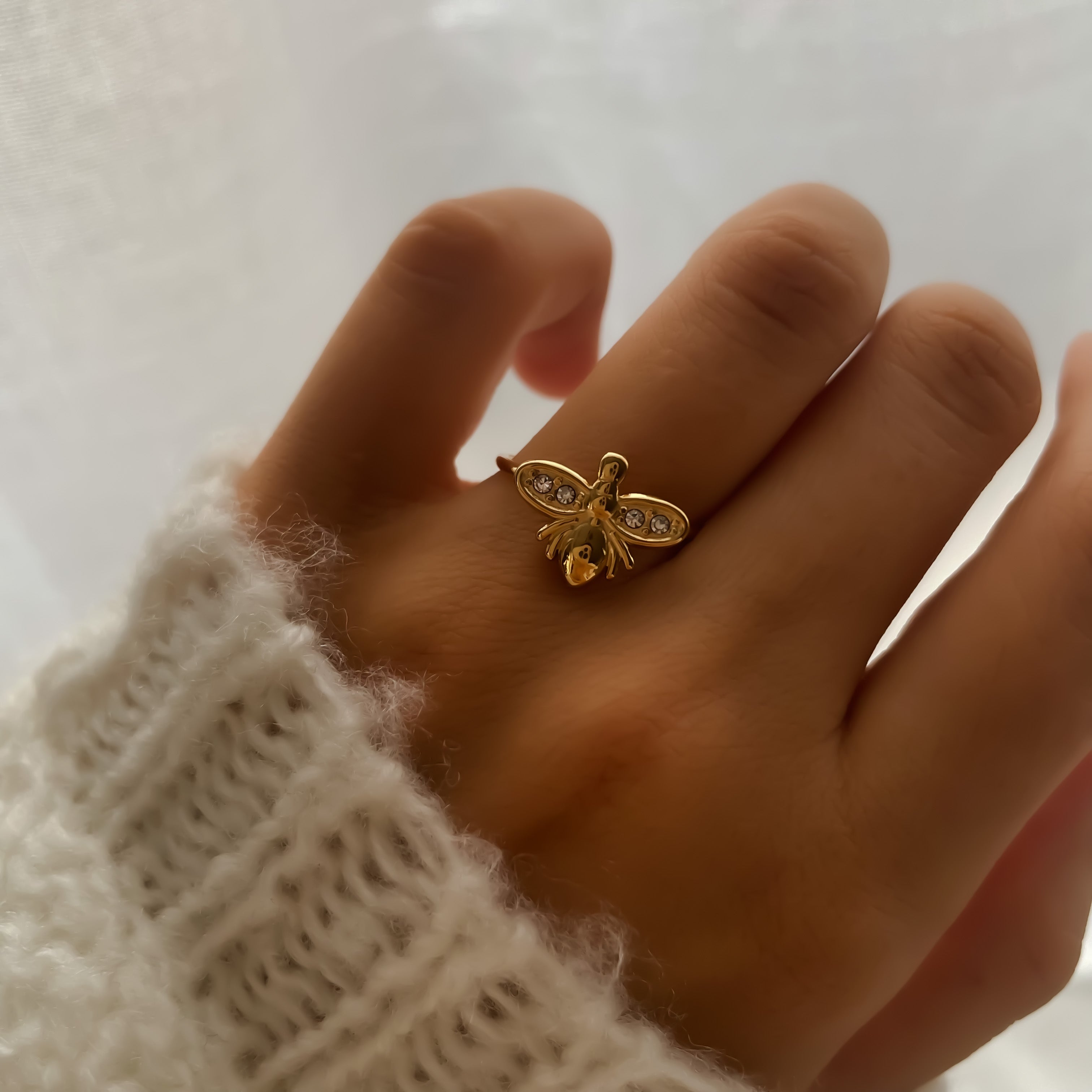 Bague Abeille Ajustable en Acier Inoxydable Doré et Argenté | Honey