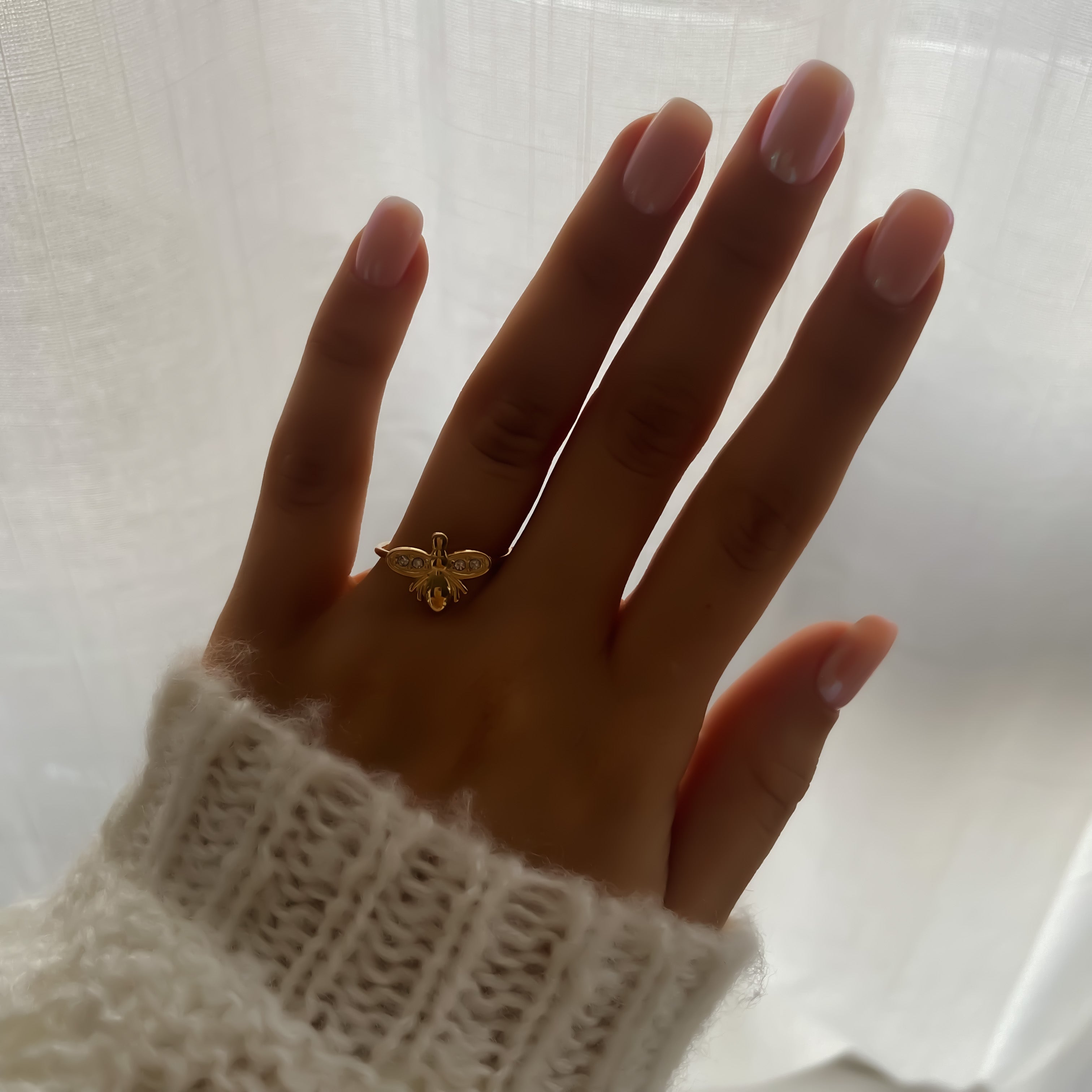 Bague Abeille Ajustable en Acier Inoxydable Doré et Argenté | Honey