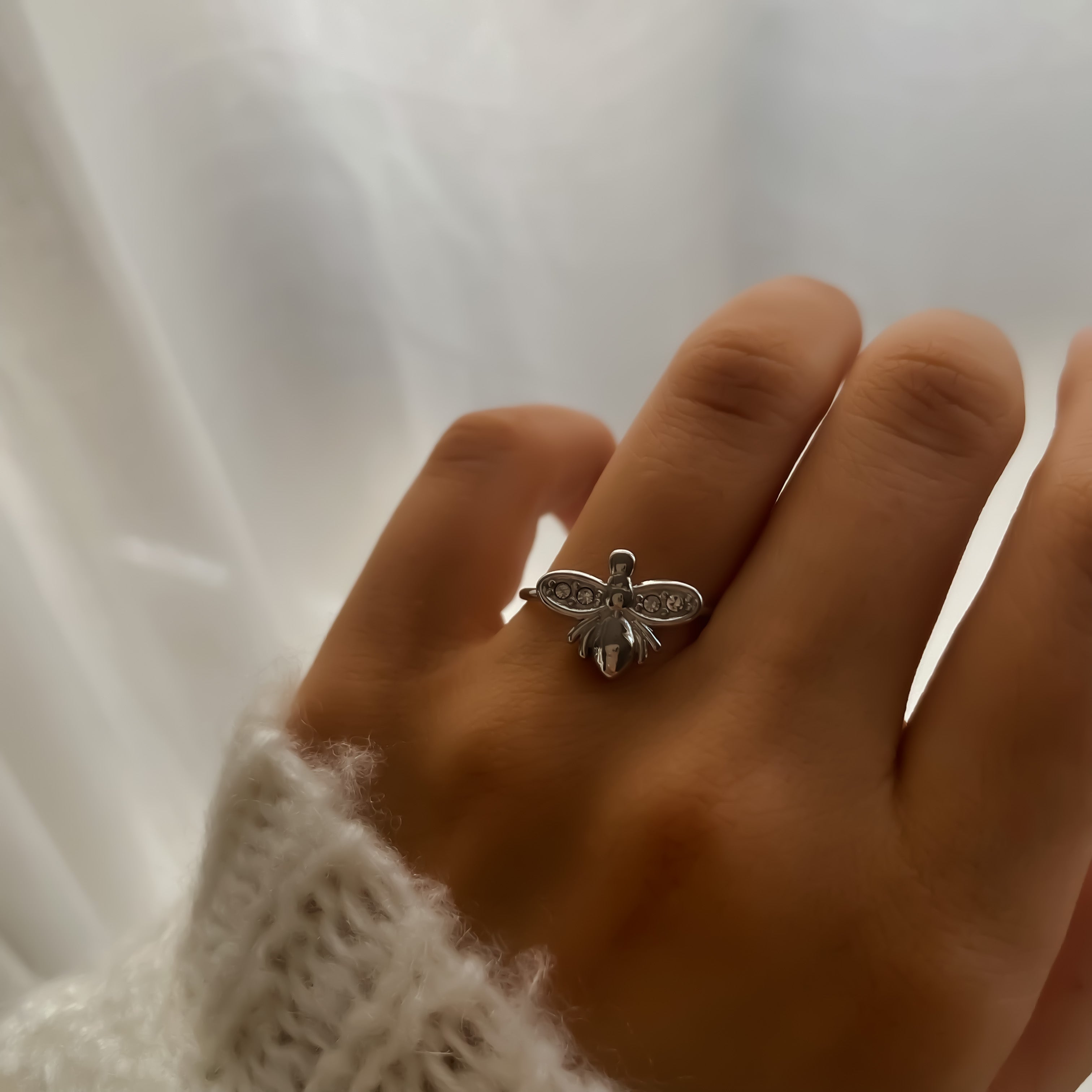 Bague Abeille Ajustable en Acier Inoxydable Doré et Argenté | Honey