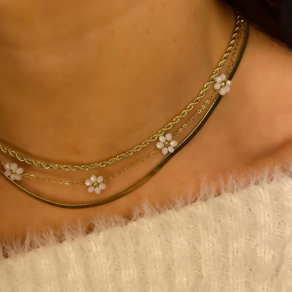Collier chaîne torsadée dorée en acier inoxydable | Odette