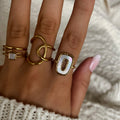 Bague Dorée en Acier Inoxydable & Nacre Ajustable | Khloe