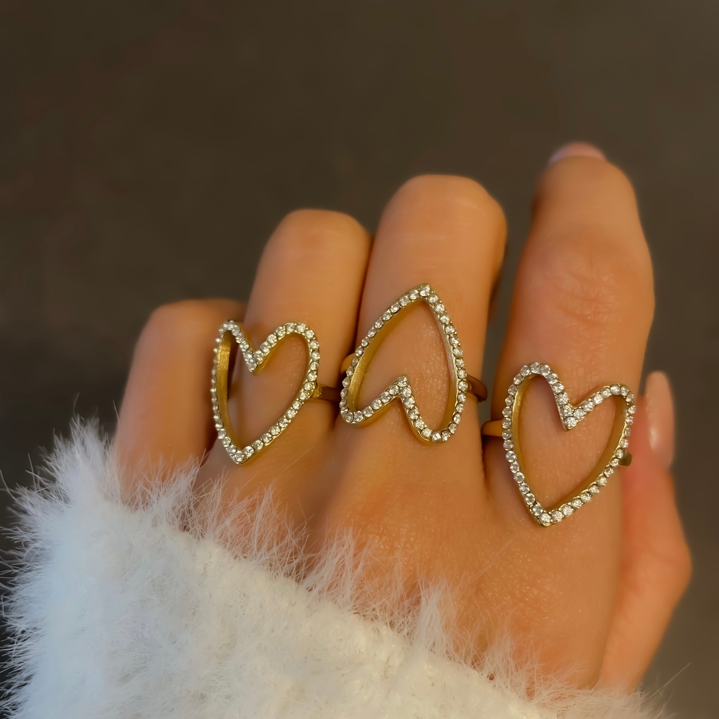 Bague cœur dorée ajustable en acier inoxydable | Charlie