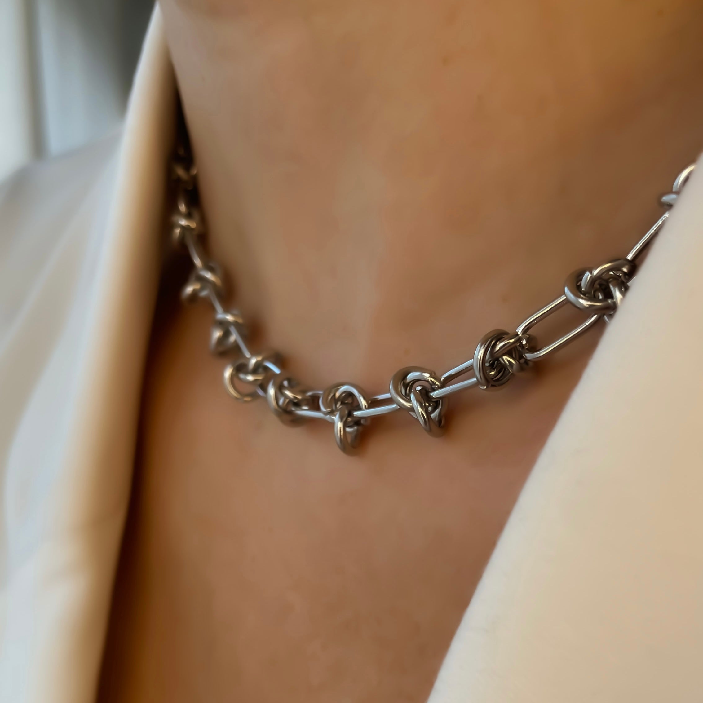 Collier chaîne épaisse argentée et dorée en acier inoxydable | Oscar