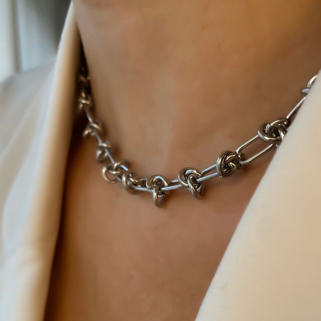 Collier chaîne épaisse argentée et dorée en acier inoxydable | Oscar