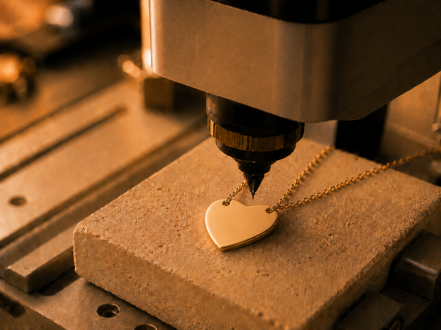 Atelier — Graver (machine de gravure et pendentif cœur)